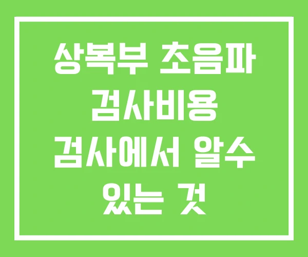 상복부 초음파 검사비용 검사에서 알수 있는 것 상복부 초음파 검사비용 검사에서 알수 있는 것
