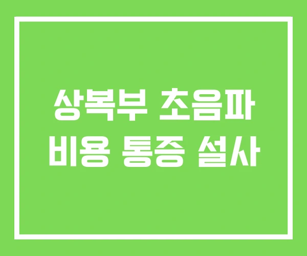 상복부 초음파 비용 통증 설사
