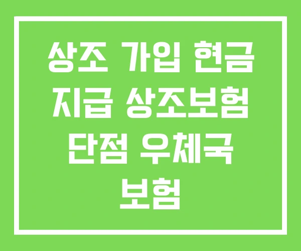 상조 가입 현금 지급 상조보험 단점 우체국 보험