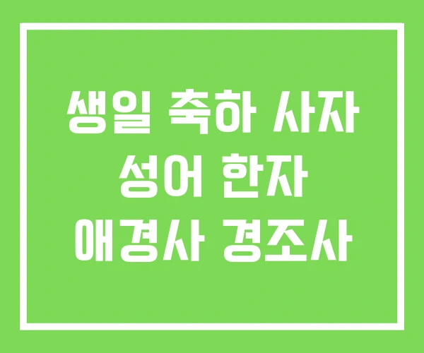 생일 축하 사자 성어 한자 애경사 경조사