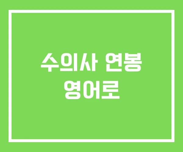 수의사 연봉 영어로
