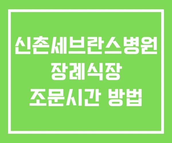 신촌세브란스병원 장례식장 조문시간 방법
