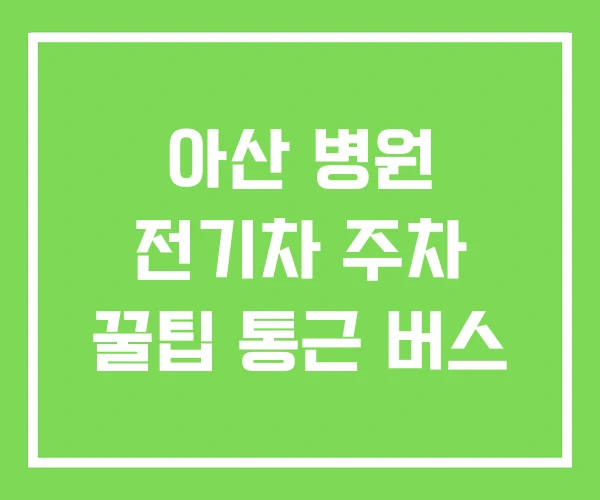 아산 병원 전기차 주차 꿀팁 통근 버스 아산 병원 전기차 주차 꿀팁 통근 버스