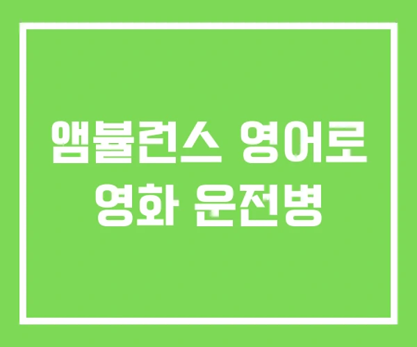앰뷸런스 영어로 영화 운전병 앰뷸런스 영어로 영화 운전병
