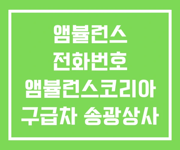 앰뷸런스 전화번호 앰뷸런스코리아 구급차 송광상사 앰뷸런스 전화번호 앰뷸런스코리아 구급차 송광상사