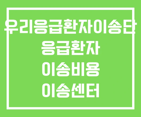 우리응급환자이송단 응급환자 이송비용 이송센터