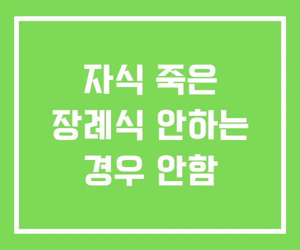 자식 죽은 장례식 안하는 경우 안함 자식 죽은 장례식 안하는 경우 안함