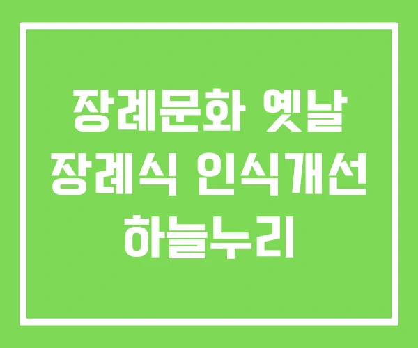 장례문화 옛날 장례식 인식개선 하늘누리