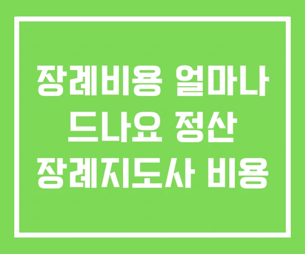장례비용 얼마나 드나요 정산 장례지도사 비용