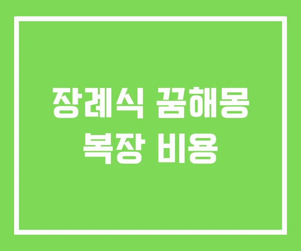 장례식 꿈해몽 복장 비용 장례식 꿈해몽 복장 비용