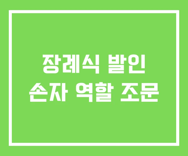 장례식 발인 손자 역할 조문
