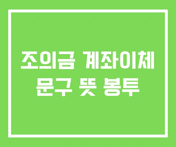 조의금 계좌이체 문구 뜻 봉투