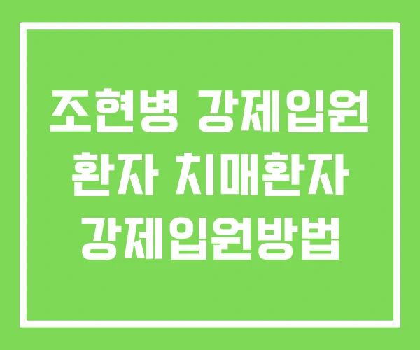 조현병 강제입원 환자 치매환자 강제입원방법