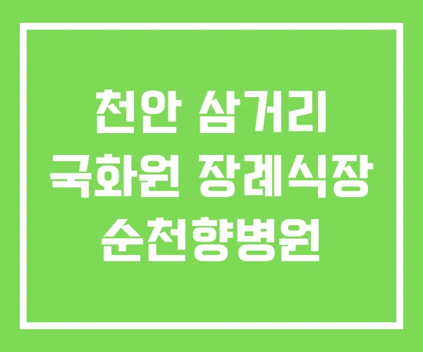 천안 삼거리 국화원 장례식장 순천향병원