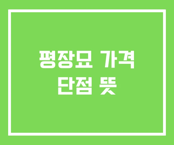 평장묘 가격 단점 뜻 평장묘 가격 단점 뜻