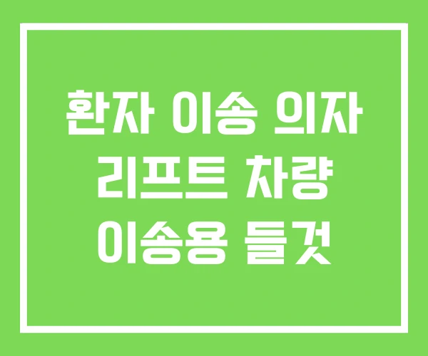 환자 이송 의자 리프트 차량 이송용 들것 환자 이송 의자 리프트 차량 이송용 들것
