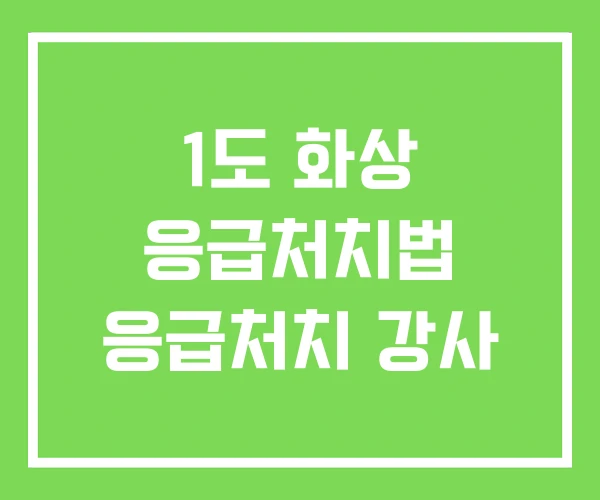 1도 화상 응급처치법 응급처치 강사 1도 화상 응급처치법 응급처치 강사