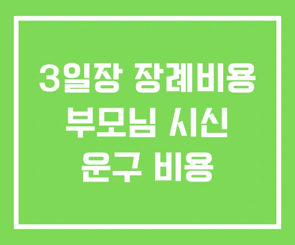 3일장 장례비용 부모님 시신 운구 비용 3일장 장례비용 부모님 시신 운구 비용