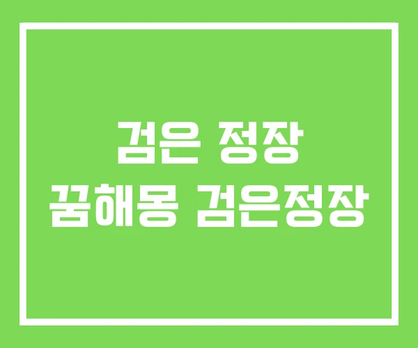 검은 정장 꿈해몽 검은정장 검은 정장 꿈해몽 검은정장