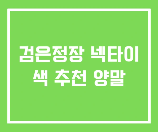 검은정장 넥타이 색 추천 양말