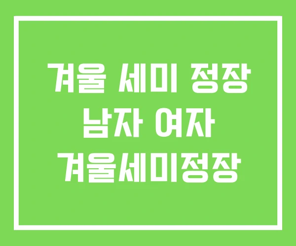 겨울 세미 정장 남자 여자 겨울세미정장