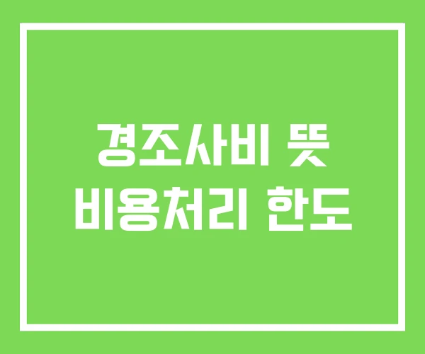 경조사비 뜻 비용처리 한도