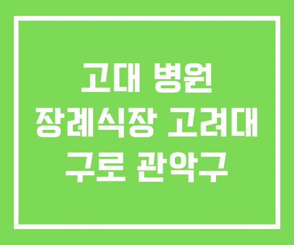 고대 병원 장례식장 고려대 구로 관악구