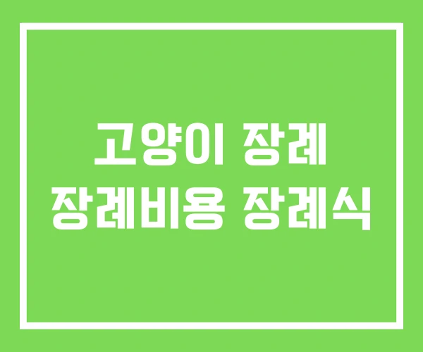 고양이 장례 장례비용 장례식