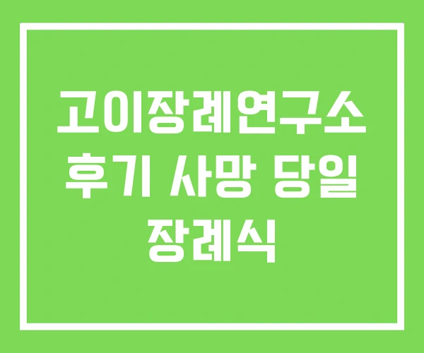 고이장례연구소 후기 사망 당일 장례식 고이장례연구소 후기 사망 당일 장례식