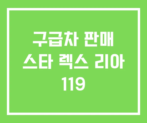 구급차 판매 스타 렉스 리아 119 구급차 판매 스타 렉스 리아 119