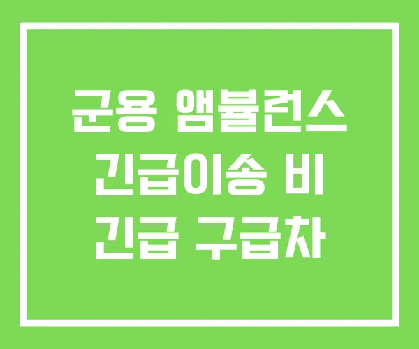 군용 앰뷸런스 긴급이송 비 긴급 구급차