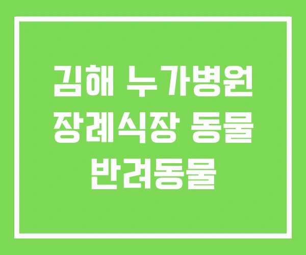 김해 누가병원 장례식장 동물 반려동물