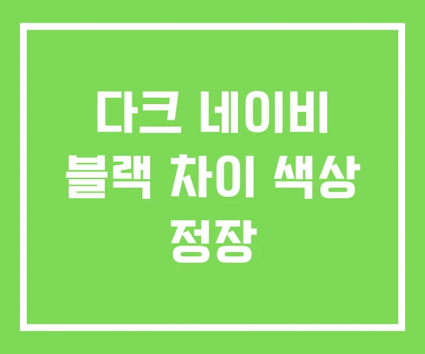 다크 네이비 블랙 차이 색상 정장