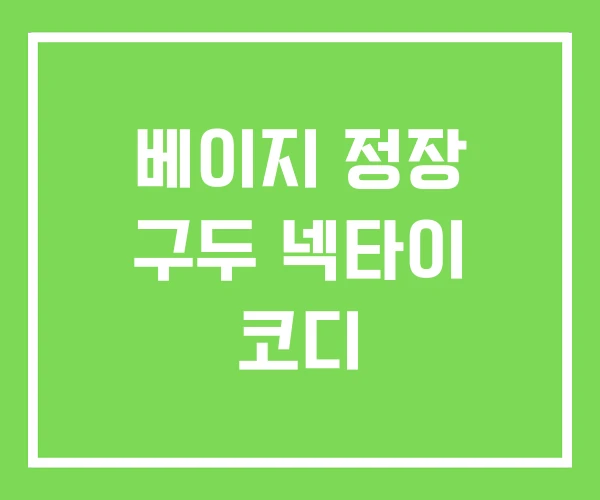 베이지 정장 구두 넥타이 코디