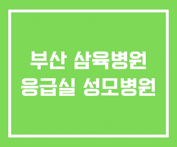부산 삼육병원 응급실 성모병원 부산 삼육병원 응급실 성모병원