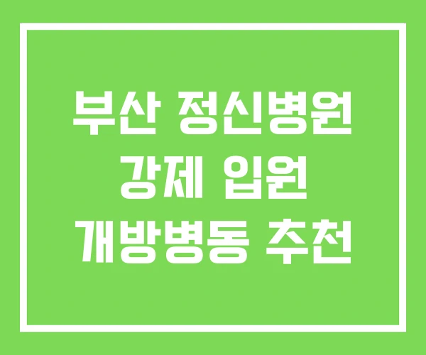 부산 정신병원 강제 입원 개방병동 추천