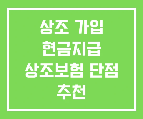 상조 가입 현금지급 상조보험 단점 추천