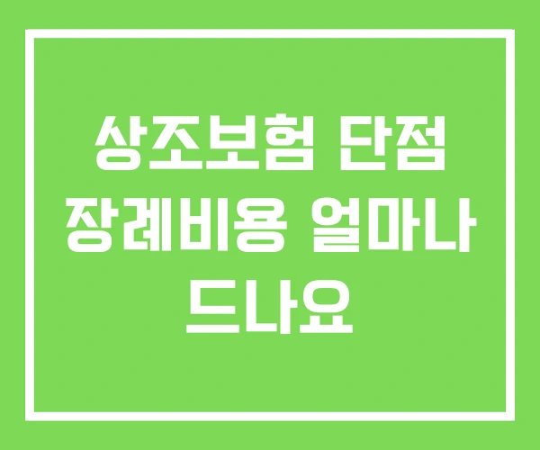 상조보험 단점 장례비용 얼마나 드나요