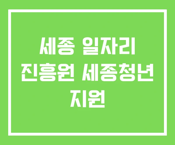 세종 일자리 진흥원 세종청년 지원 세종 일자리 진흥원 세종청년 지원