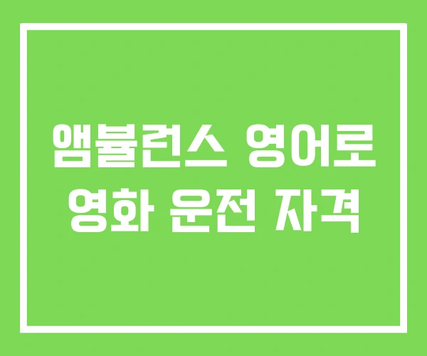 앰뷸런스 영어로 영화 운전 자격