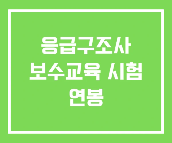 응급구조사 보수교육 시험 연봉 응급구조사 보수교육 시험 연봉