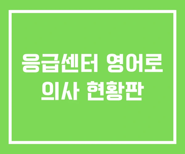 응급센터 영어로 의사 현황판 응급센터 영어로 의사 현황판