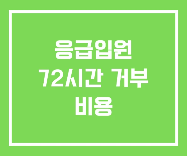 응급입원 72시간 거부 비용
