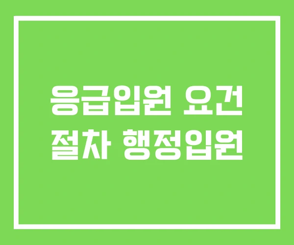 응급입원 요건 절차 행정입원 응급입원 요건 절차 행정입원