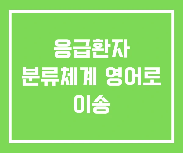 응급환자 분류체계 영어로 이송