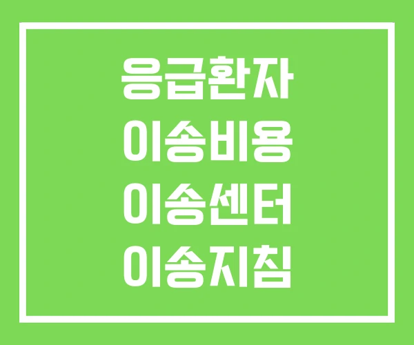 응급환자 이송비용 이송센터 이송지침
