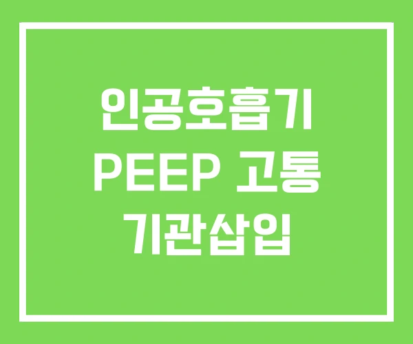 인공호흡기 PEEP 고통 기관삽입