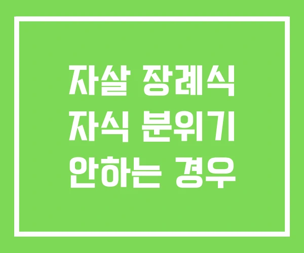자살 장례식 자식 분위기 안하는 경우