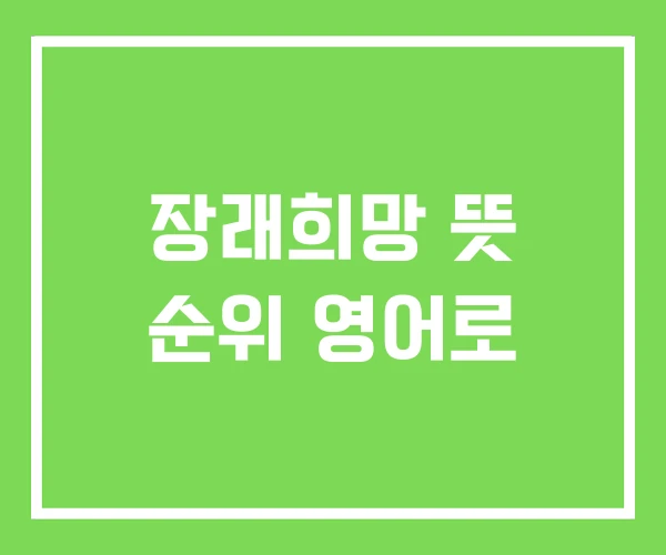 장래희망 뜻 순위 영어로