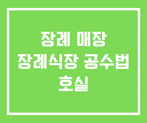 장례 매장 장례식장 공수법 호실